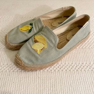 Soludos lemon platform espadrille shoes, sz 7